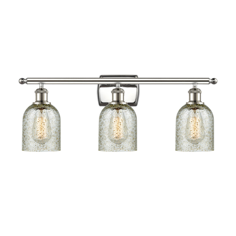 Caledonia Bath Vanity Light shown in the Polished Nickel finish with a Mica shade