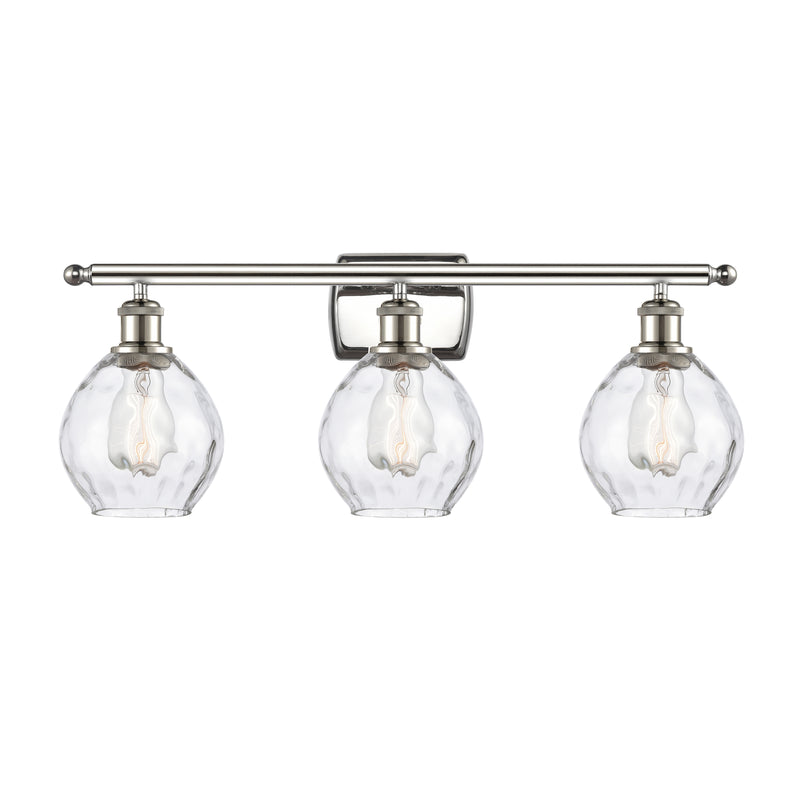 Waverly Bath Vanity Light shown in the Polished Nickel finish with a Clear shade