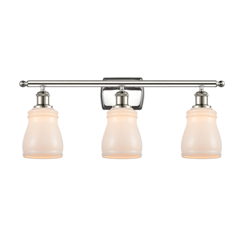 Ellery Bath Vanity Light shown in the Polished Nickel finish with a White shade