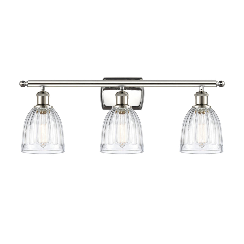 Brookfield Bath Vanity Light shown in the Polished Nickel finish with a Clear shade