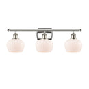 Fenton Bath Vanity Light shown in the Polished Nickel finish with a Matte White shade