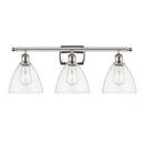 Ballston Dome Bath Vanity Light shown in the Polished Nickel finish with a Clear shade