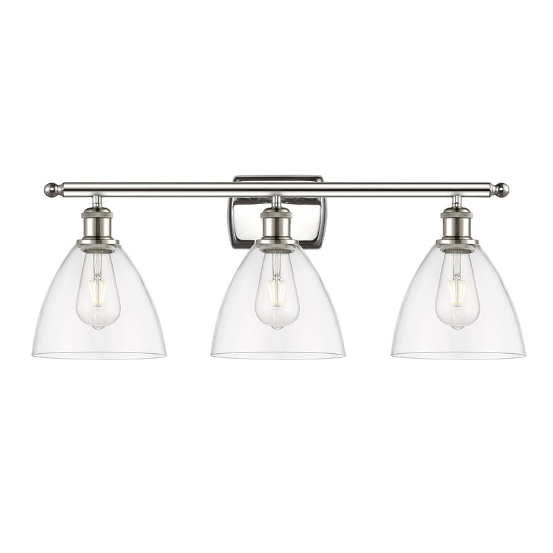 Ballston Dome Bath Vanity Light shown in the Polished Nickel finish with a Clear shade