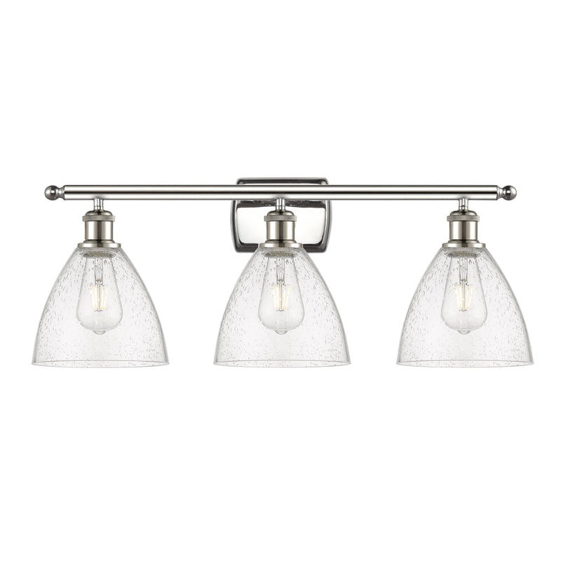 Ballston Dome Bath Vanity Light shown in the Polished Nickel finish with a Seedy shade