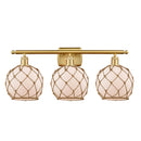 Farmhouse Rope Bath Vanity Light shown in the Satin Gold finish with a White Glass with Brown Rope shade