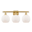 Athens Bath Vanity Light shown in the Satin Gold finish with a Matte White shade