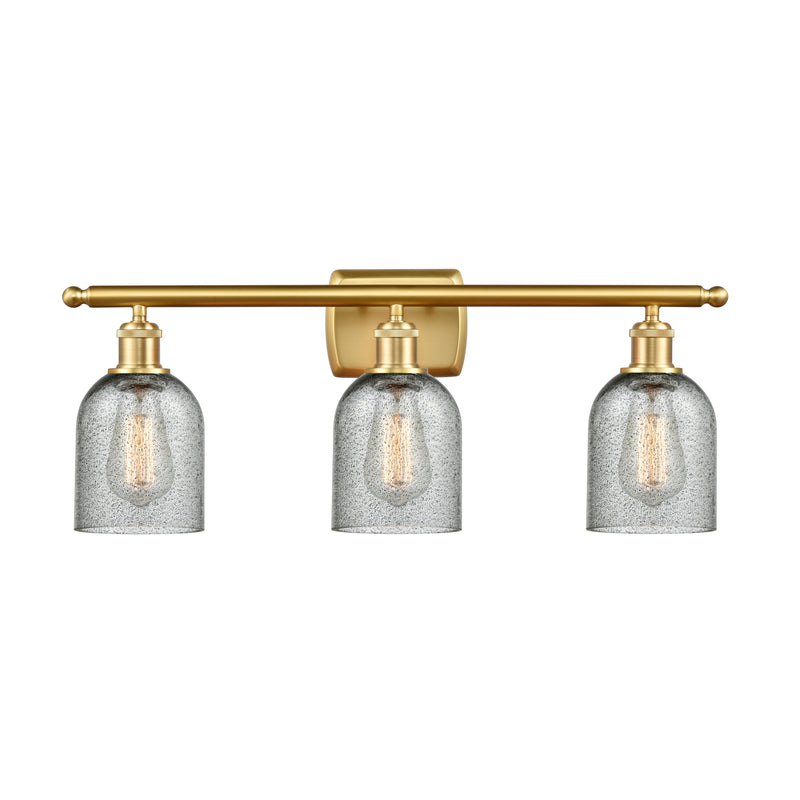 Caledonia Bath Vanity Light shown in the Satin Gold finish with a Charcoal shade