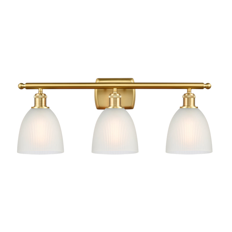Castile Bath Vanity Light shown in the Satin Gold finish with a White shade