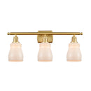 Ellery Bath Vanity Light shown in the Satin Gold finish with a White shade