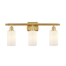 Clymer Bath Vanity Light shown in the Satin Gold finish with a Matte White shade