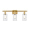 Clymer Bath Vanity Light shown in the Satin Gold finish with a Clear shade