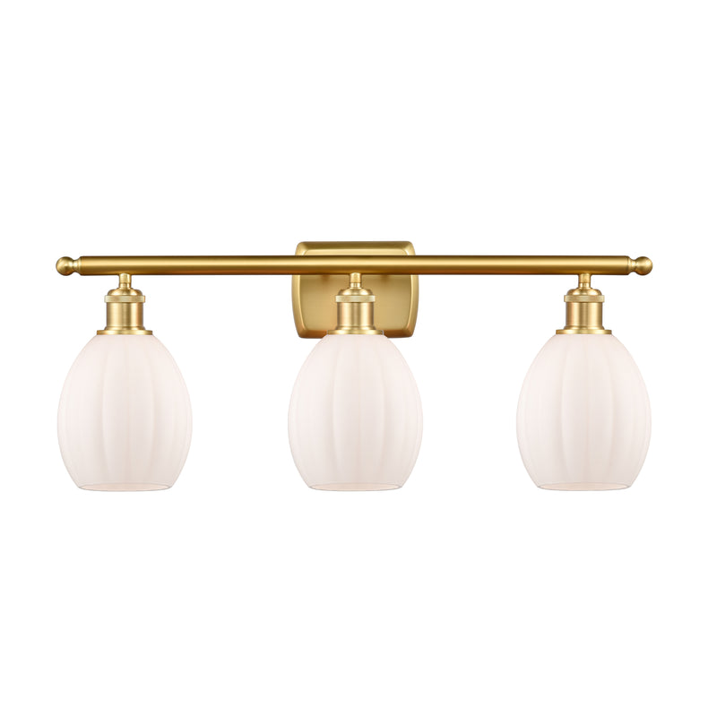 Eaton Bath Vanity Light shown in the Satin Gold finish with a Matte White shade