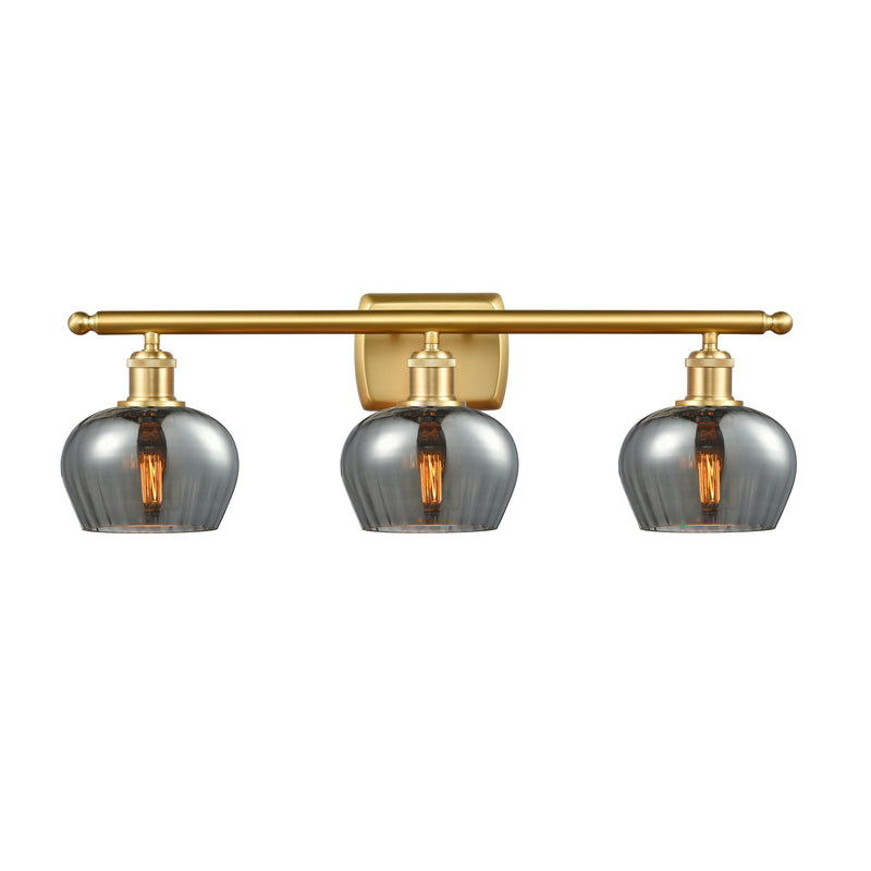 Fenton Bath Vanity Light shown in the Satin Gold finish with a Plated Smoke shade