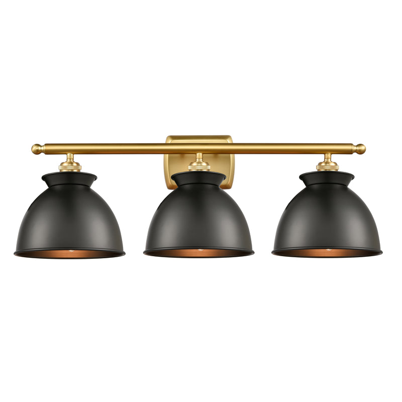 Adirondack Bath Vanity Light shown in the Satin Gold finish with a Matte Black shade