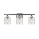 Cobbleskill Bath Vanity Light shown in the Brushed Satin Nickel finish with a Clear shade