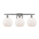 Athens Bath Vanity Light shown in the Brushed Satin Nickel finish with a Matte White shade