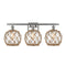 Farmhouse Rope Bath Vanity Light shown in the Brushed Satin Nickel finish with a Clear Glass with Brown Rope shade