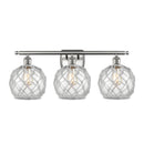 Farmhouse Rope Bath Vanity Light shown in the Brushed Satin Nickel finish with a Clear Glass with White Rope shade