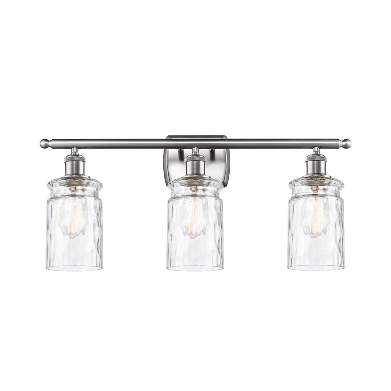 Candor Bath Vanity Light shown in the Brushed Satin Nickel finish with a Clear Waterglass shade