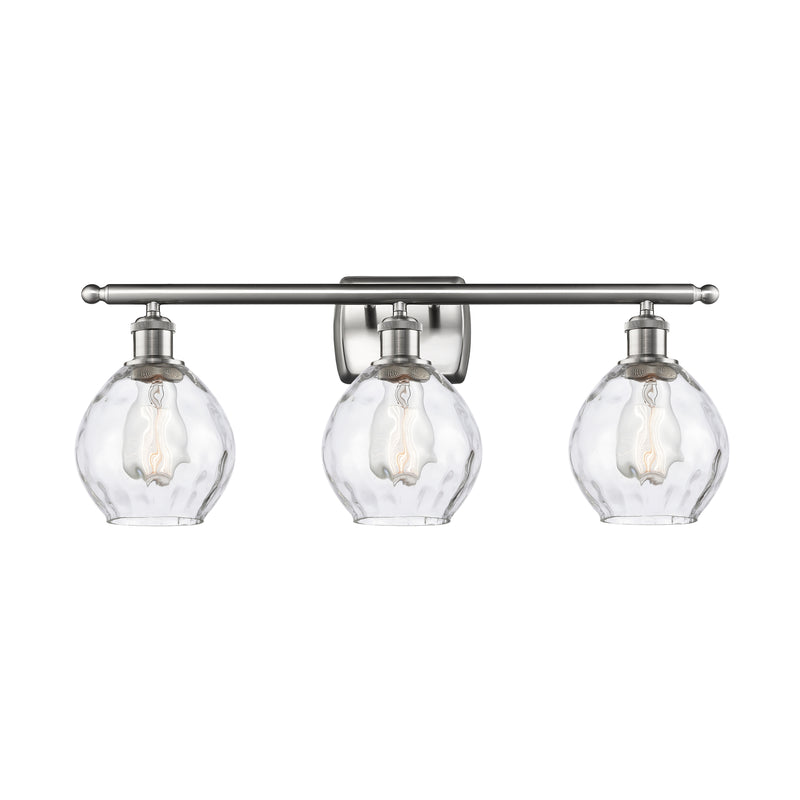 Waverly Bath Vanity Light shown in the Brushed Satin Nickel finish with a Clear shade