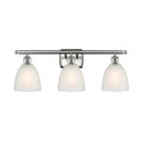 Castile Bath Vanity Light shown in the Brushed Satin Nickel finish with a White shade