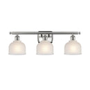Dayton Bath Vanity Light shown in the Brushed Satin Nickel finish with a White shade