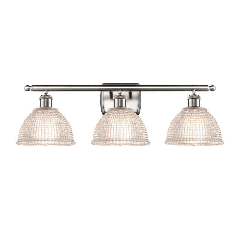 Arietta Bath Vanity Light shown in the Brushed Satin Nickel finish with a Clear shade