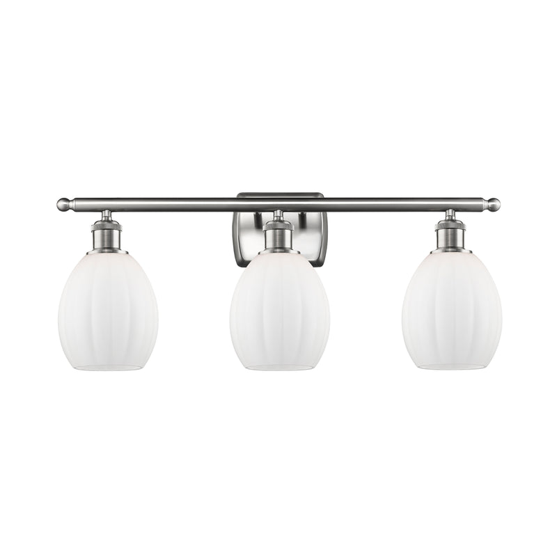 Eaton Bath Vanity Light shown in the Brushed Satin Nickel finish with a Matte White shade