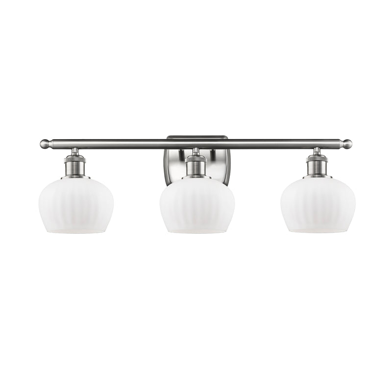 Fenton Bath Vanity Light shown in the Brushed Satin Nickel finish with a Matte White shade