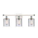 Cobbleskill Bath Vanity Light shown in the White and Polished Chrome finish with a Clear shade