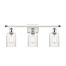 Hadley Bath Vanity Light shown in the White and Polished Chrome finish with a Clear shade