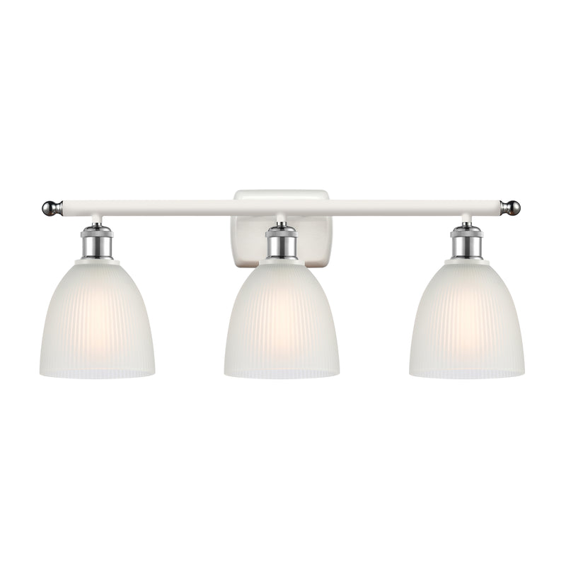 Castile Bath Vanity Light shown in the White and Polished Chrome finish with a White shade