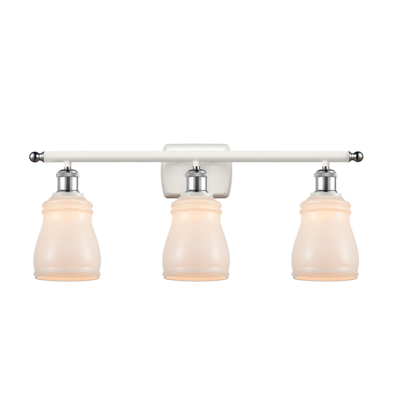 Ellery Bath Vanity Light shown in the White and Polished Chrome finish with a White shade