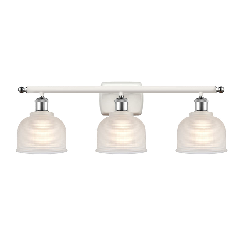Dayton Bath Vanity Light shown in the White and Polished Chrome finish with a White shade