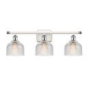 Dayton Bath Vanity Light shown in the White and Polished Chrome finish with a Clear shade