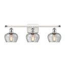 Fenton Bath Vanity Light shown in the White and Polished Chrome finish with a Clear shade