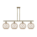 Farmhouse Rope Island Light shown in the Antique Brass finish with a Clear Glass with Brown Rope shade