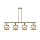 Farmhouse Rope Island Light shown in the Antique Brass finish with a Clear Glass with Brown Rope shade