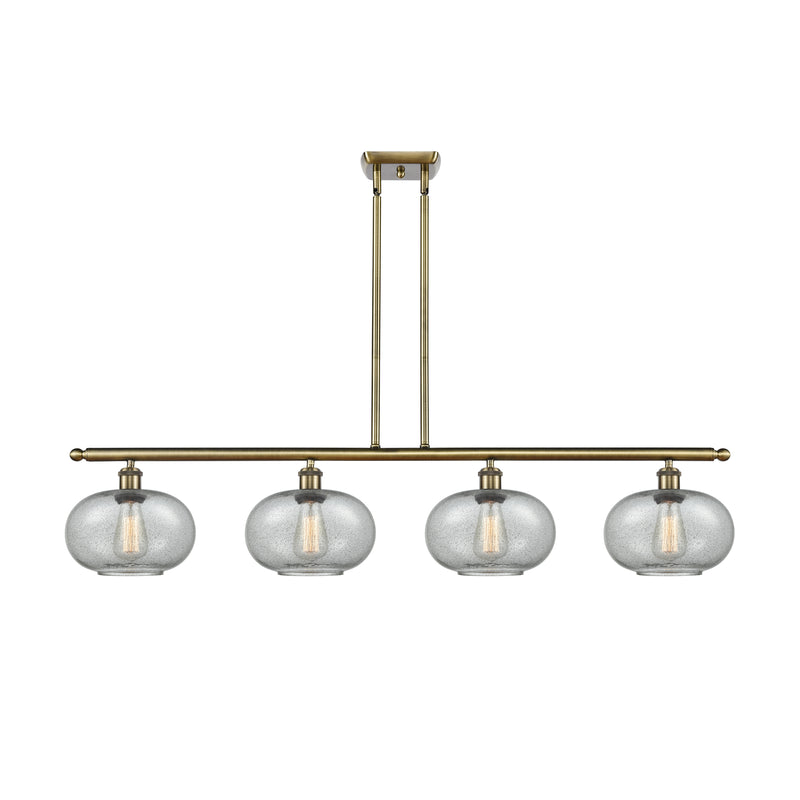 Gorham Island Light shown in the Antique Brass finish with a Charcoal shade