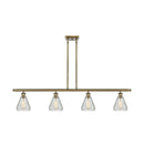 Conesus Island Light shown in the Antique Brass finish with a Clear Crackle shade