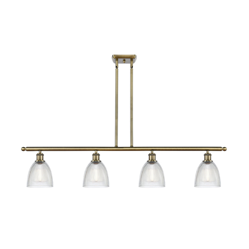 Castile Island Light shown in the Antique Brass finish with a Clear shade