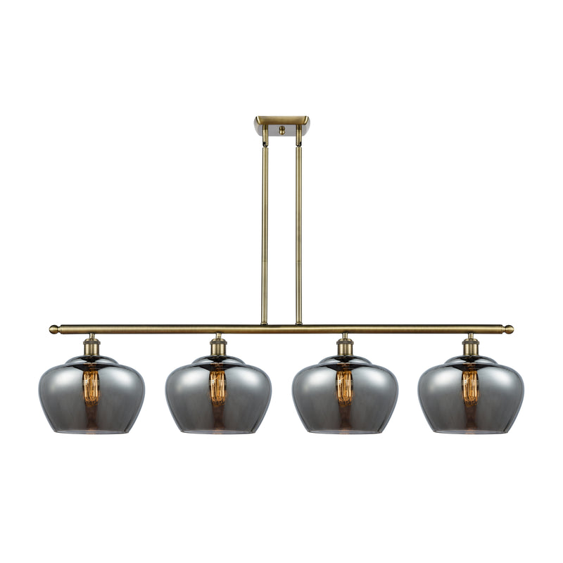 Fenton Island Light shown in the Antique Brass finish with a Plated Smoke shade