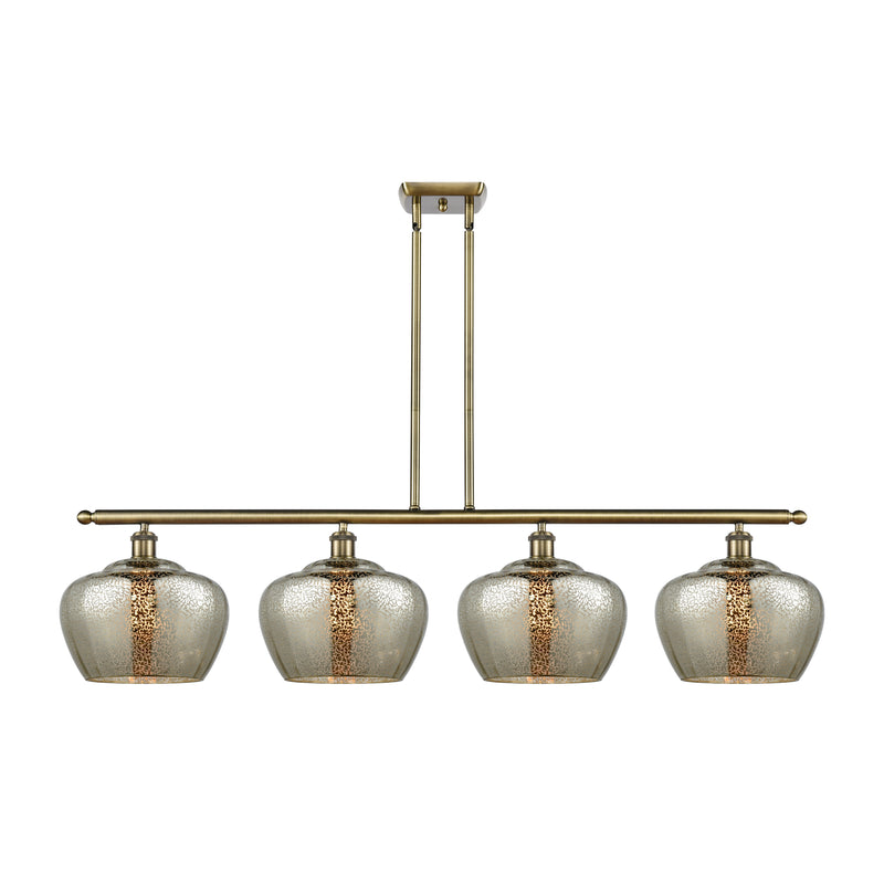 Fenton Island Light shown in the Antique Brass finish with a Mercury shade