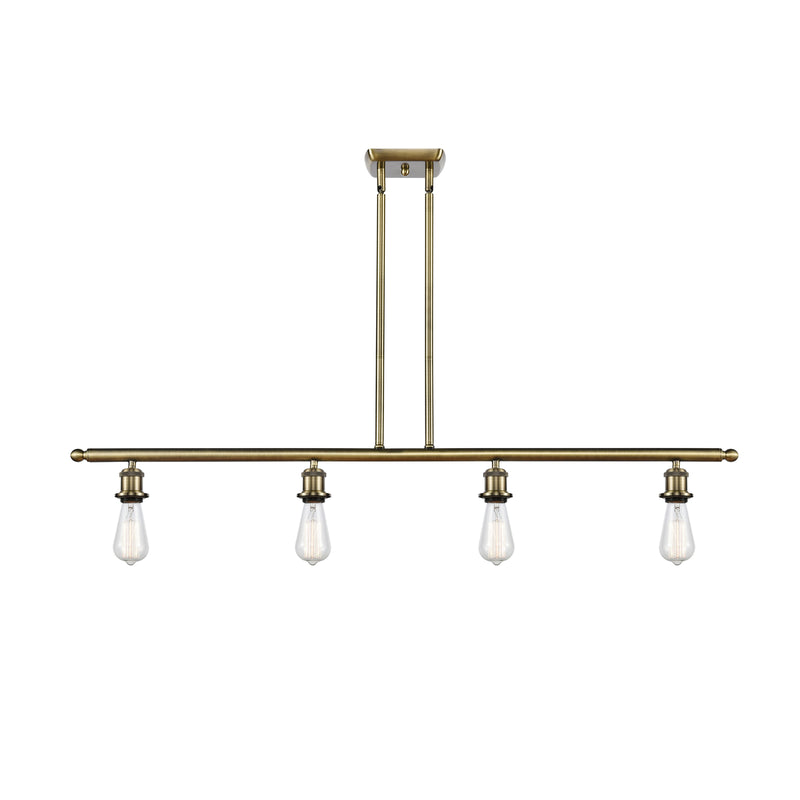 Bare Bulb Island Light shown in the Antique Brass finish