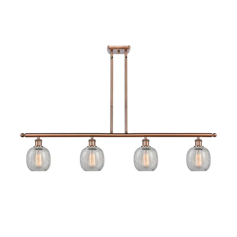 Belfast Island Light shown in the Antique Copper finish with a Clear Crackle shade