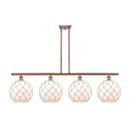 Farmhouse Rope Island Light shown in the Antique Copper finish with a White Glass with White Rope shade