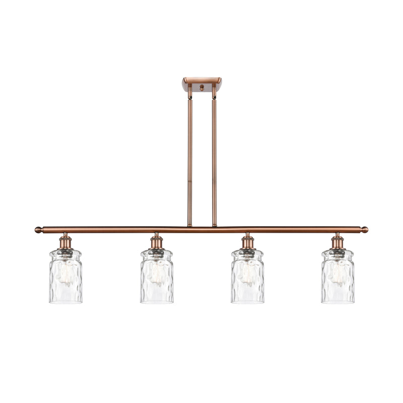 Candor Island Light shown in the Antique Copper finish with a Clear Waterglass shade