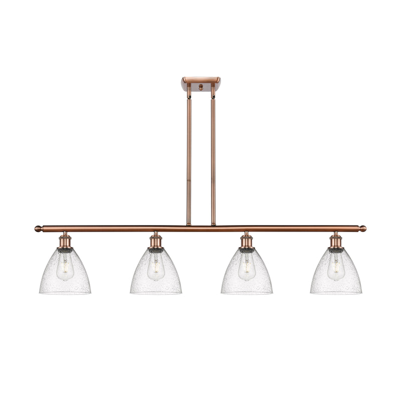 Ballston Dome Island Light shown in the Antique Copper finish with a Seedy shade