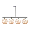 Farmhouse Rope Island Light shown in the Black Antique Brass finish with a White Glass with Brown Rope shade