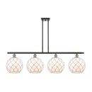 Farmhouse Rope Island Light shown in the Black Antique Brass finish with a White Glass with White Rope shade